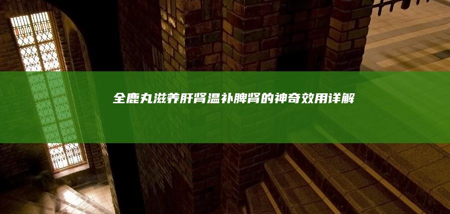 全鹿丸：滋养肝肾、温补脾肾的神奇效用详解